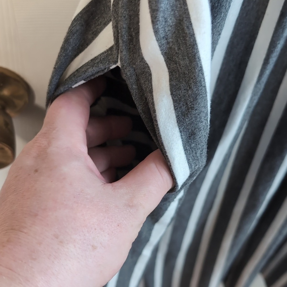 Tickled Teal Grey White Striped Shirt Dress With Pockets Size XL - Picture 3 of 6